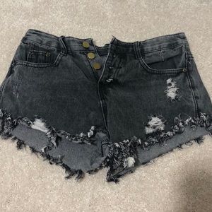 black denim shorts